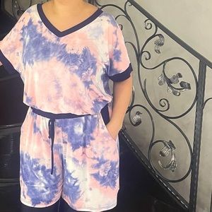Top+bottom set tie dye colors available in 1X-3x polyester and spandex soft NWT